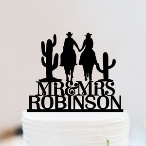 Cowboy Wedding Cake Topper | Horse Cowboy And Cowgirl Cake Topper |  Country Western Cake Topper Mr And Mrs Cake Topper W115