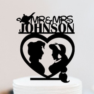 Aladdin and Jasmine Wedding Cake Topper | Aladdin Lamp Cake Topper | Couple Cake Topper | Princess Jasmin Cake Topper W181