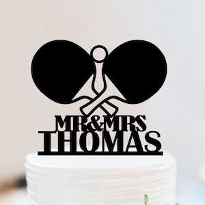 Table Tennis Wedding Cake Topper | Table Tennis Party Cake Topper | Ping Pong Cake Topper | Mr And Mrs Cake Topper W137