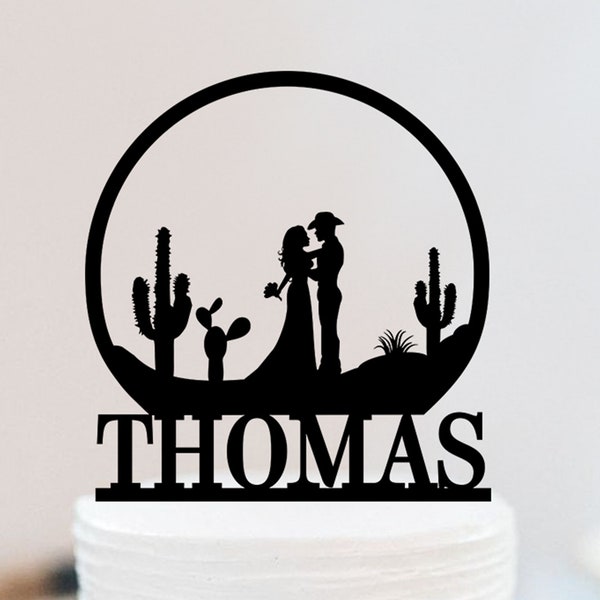 Cowboy Wedding Cake Topper | Cowboy And Cowgirl Cake Topper |  Country Western Cake Topper | Bride And Groom Cake Topper W150