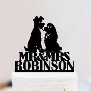 Lady and The Tramp Cake Topper | Custom Wedding Cake Topper | Unique Dogs cake topper | Mr and Mrs Cake Topper W151