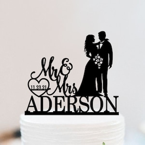 Couple Wedding Cake Topper | Personalized Bride And Groom Cake Topper | Mr And Mrs Custom Cake Topper Wedding Decoration  W080
