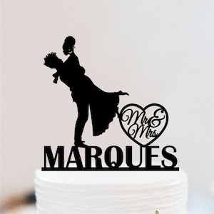African American Cake Topper | Afro Wedding Cake Topper |  Black Bride And Groom Cake Topper | Personalized Mr And Mrs Cake Topper  W166
