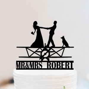 Airplane Wedding Cake Topper | Bride And Groom Travel Airplane Cake Topper | Personalized Mr And Mrs Airplane Cake Topper W110