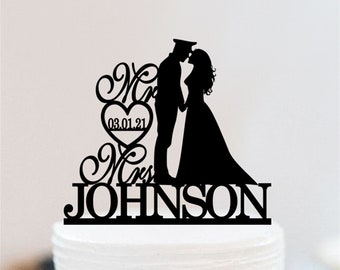 Personalized Police Officer Wedding Cake Topper | Police And Bride Cake Topper | Mr And Mrs Custom Cake Topper Wedding Decor W059