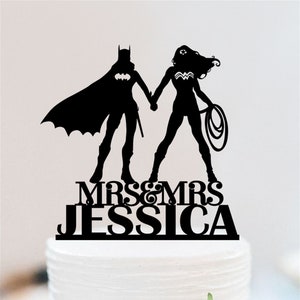 Lesbian Wedding cake topper | Same Sex Cake Topper With Brides | Super Hero Cake Topper | Super Hero Theme Decor | Gay Cake Topper  W190