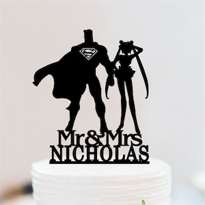Super Hero Cake Topper | Super Hero Wedding Cake Topper | Hero Cake Topper | Custom Mr And Mrs Cake Topper W191