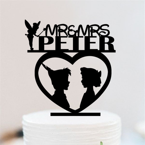 Peter Pan and Wendy Cake Topper | Funny Wedding Cake Topper | Bride And Groom Cake Topper | Custom Mr And Mrs Cake Topper W176