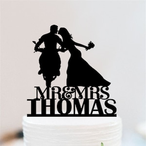 Motorcycle Wedding Cake Topper | Personalized Dirt Bike Cake Topper |  Kissing Couple Cake Topper | Motorbike Cake Topper  W111