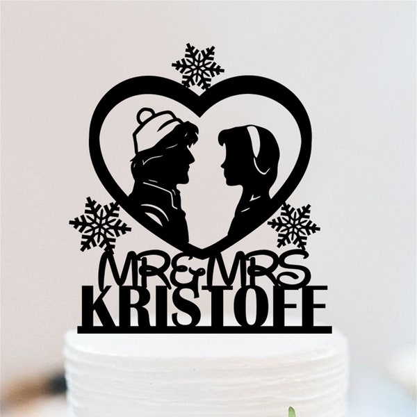 Anna and Kristoff Cake Topper |  Frozen Wedding Cake Topper | Couple Cake Topper | Custom Mr And Mrs Cake Topper  W173