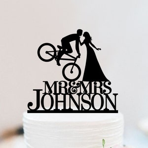 Fahrrad Hochzeitstorte Topper,Kuss Paar Kuchen Topper,Herr Und Frau Tortenstecker,Braut Und Bräutigam Kuchen Topper W043