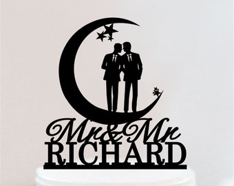 Gay Wedding Cake Topper | Same Sex Custom Cake Topper | Personalized Mr And Mr Cake Topper | Homesexual Wedding Cake Topper  W222