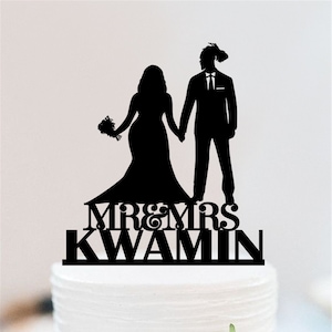 Afro Wedding Cake Topper | African American Cake Topper |  The Tall Groom Cake Topper | Mr And Mrs Cake Topper | Couple Cake Topper  W218