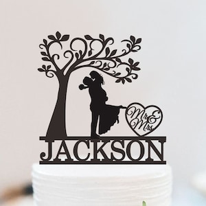 Tree Wedding Cake Topper | Love Tree Cake Topper | Bride And Groom Cake Topper | Mr And Mrs Personalized Cake Topper  W230