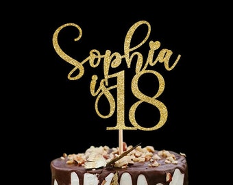 18th Birthday Cake Topper,Happy 18th Birthday Cake Topper,Personalized Cake Topper,Birthday Decoration,Age And Name Cake Topper