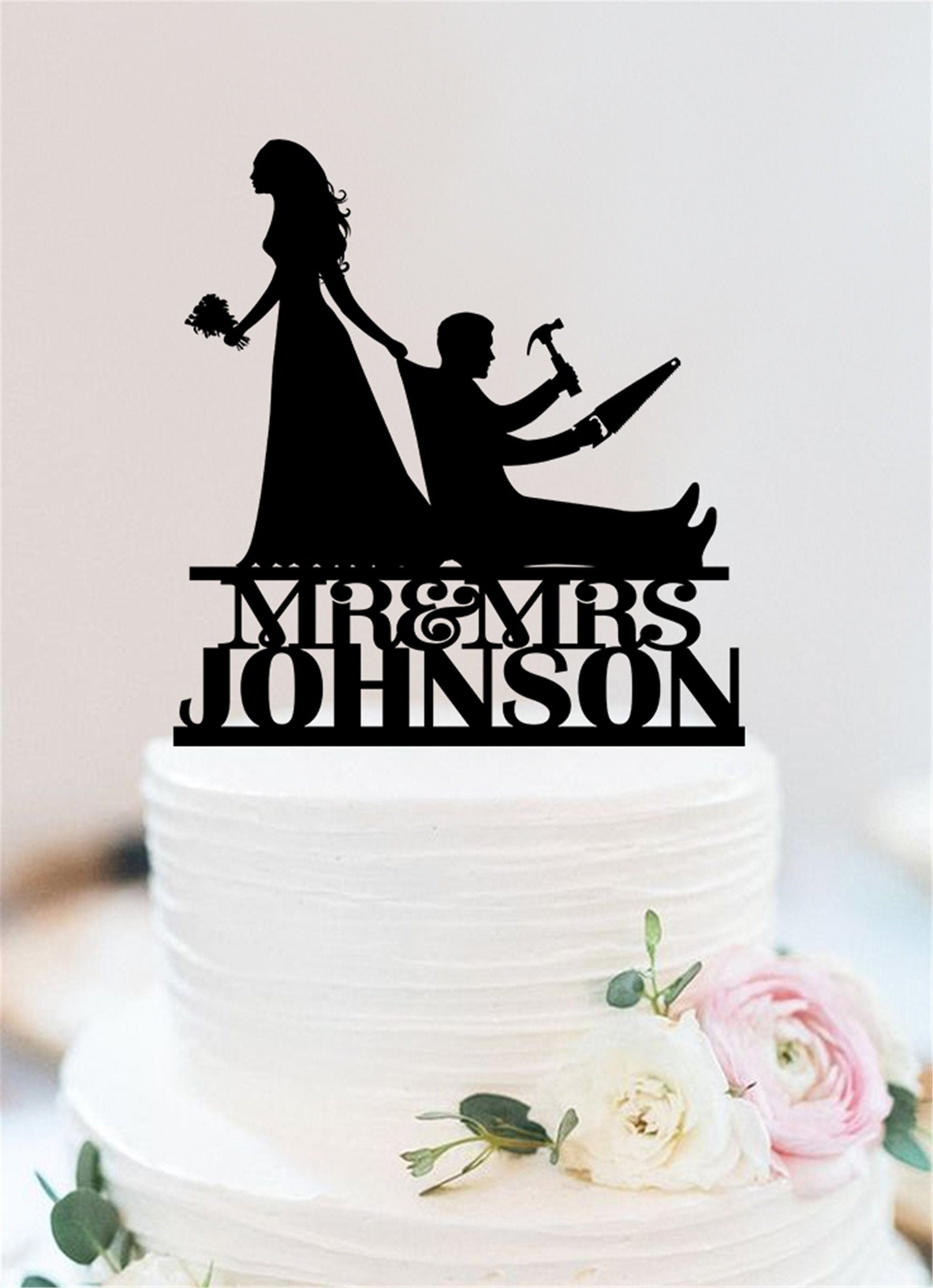 Desert Bride and Groom Wedding Cake Topper Personalized with your Name or Phrase