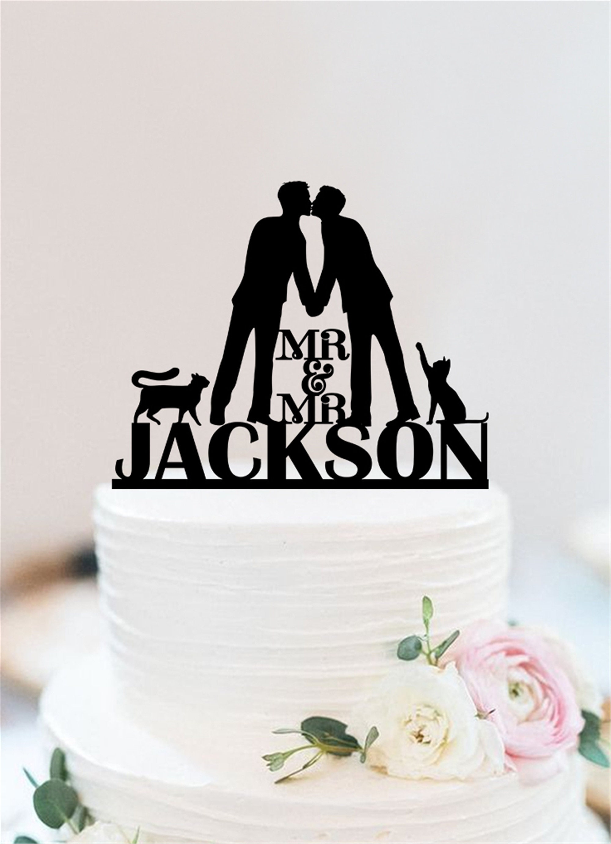 Gay Wedding Cake Topper | Same Sex Custom Cake Topper | Personalized Mr ...