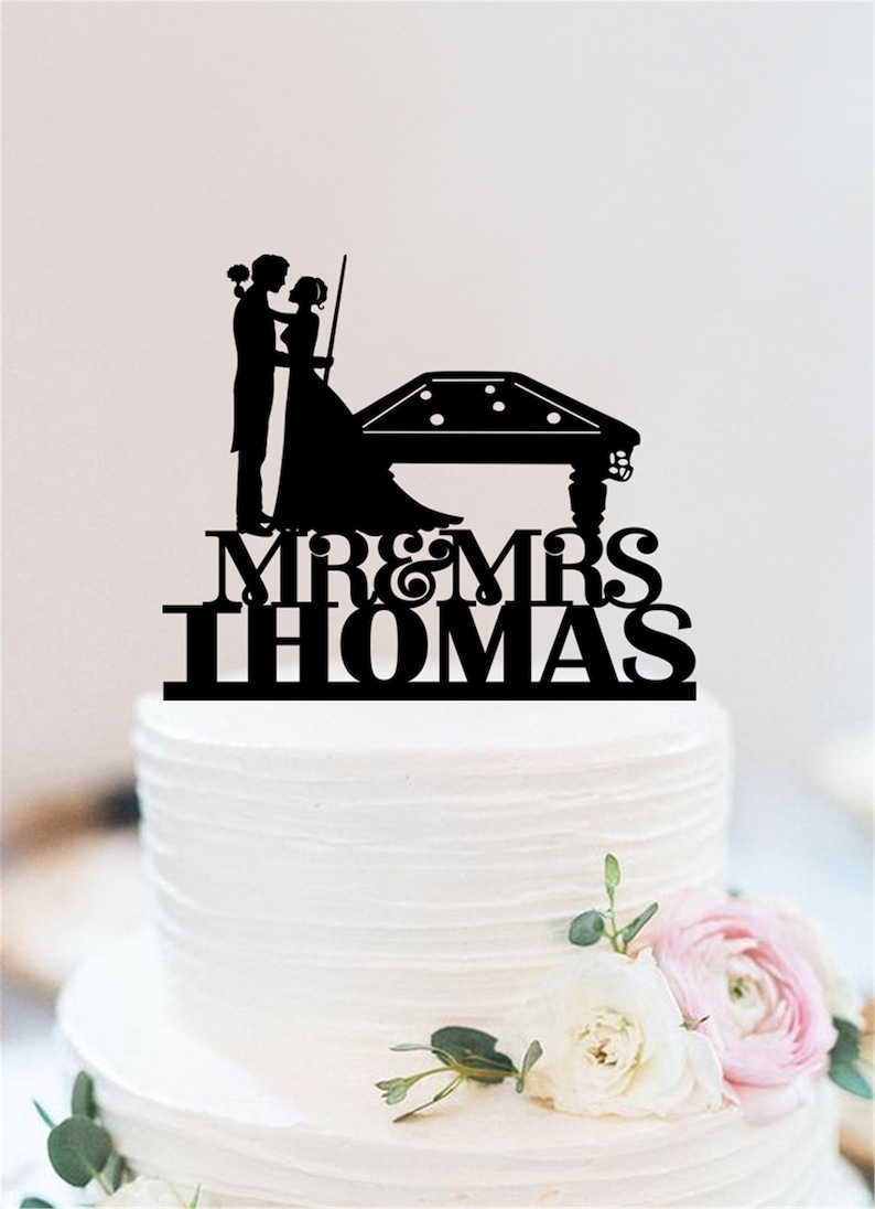 Billiards Wedding Cake Topper Playing Pool Couple Cake Etsy