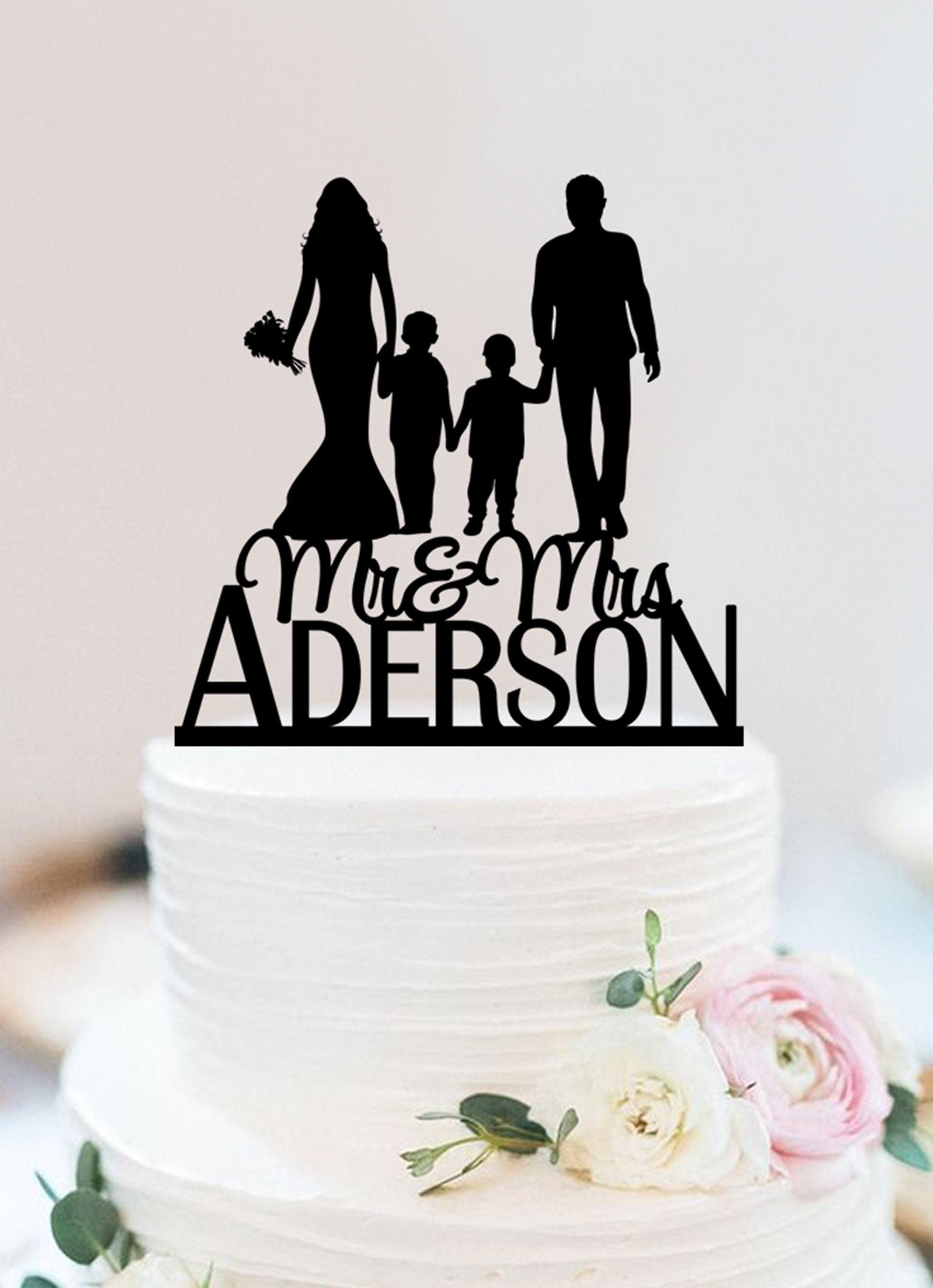 Family Cake Topper With KidsBride And Groom Cake TopperKids Etsy