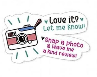 1.5 Inch Cute Camera Snap Share Review Stickers, Small Shop Stickers, Small Business, Thank You Sticker,Packaging Sticker