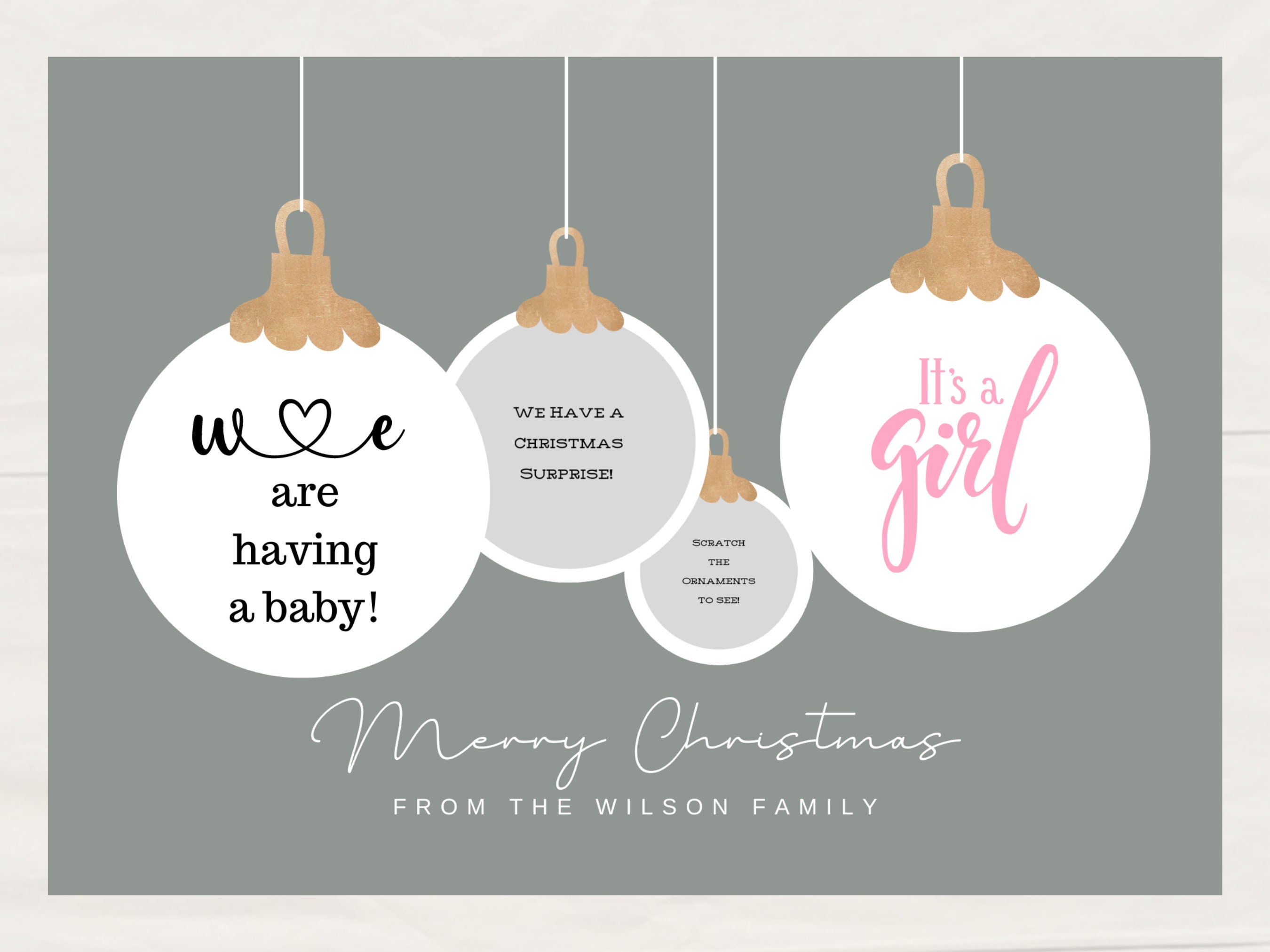 Christmas Gender Reveal Scratch off Cards Happy Holidays 