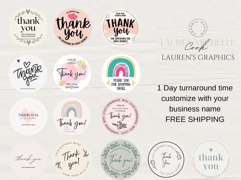Custom Round Thank You for Your Order Stickers Small Etsy