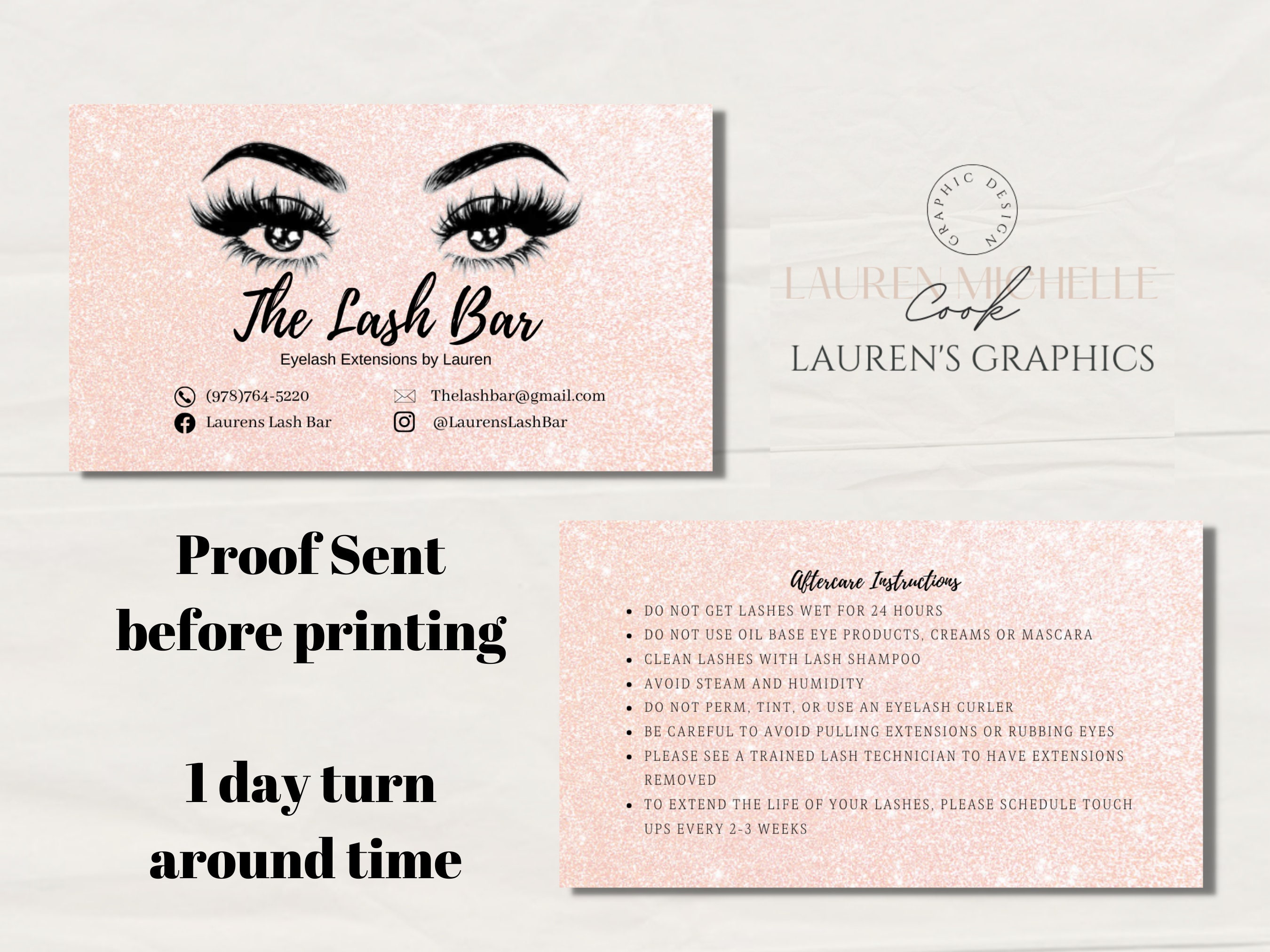 Lash Extension Business Card with aftercare instruction Etsy