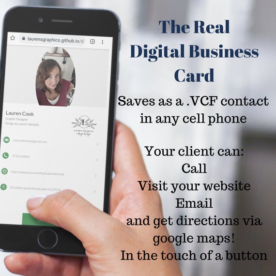 The Real DIGITAL BUSINESS CARD Saves as .vcf Contact File in Etsy