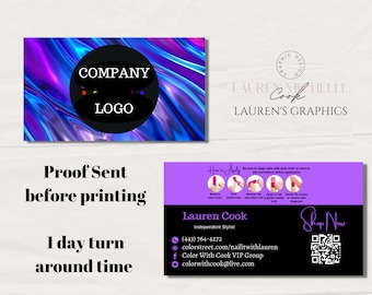 Nail Stylist Business Card - Custom - Digital or Printed - Small Business - High Quality 16pt Double Sided Printing - Marketing  - Color