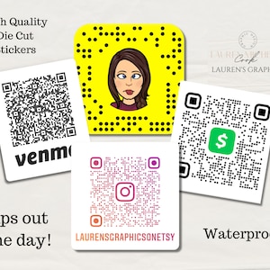 Custom QR Code High Quality Stickers - Promote your small business or show your customers your payment options - Waterproof - FAST FREE Ship
