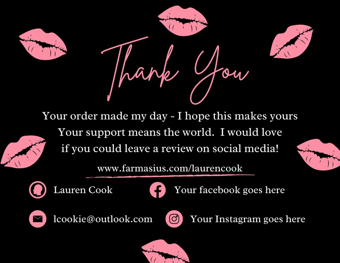 Custom Beauty Influencer Make up THANK YOU Postcard Etsy
