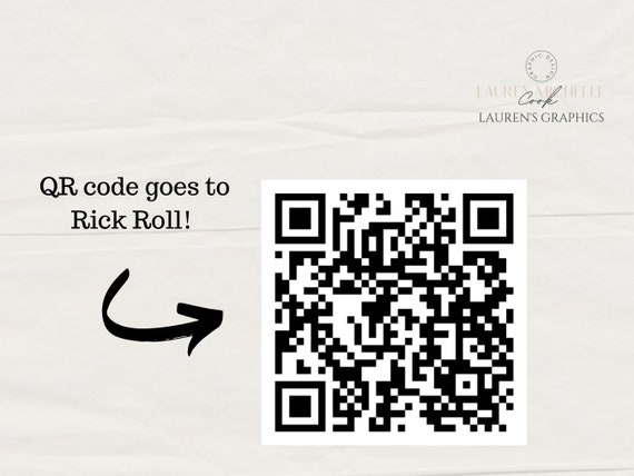 Rick Roll QR code STICKER - QR code goes Rick Roll - Waterproof - Great for  water bottles, laptops, friends, stick them pretty much anywhere