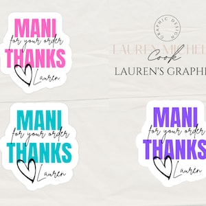 Mani Thanks for your order Love your name  - sticker -  Labels  - Mailing stickers -  envelope sticker - Thank you - Nail Stylist Customer