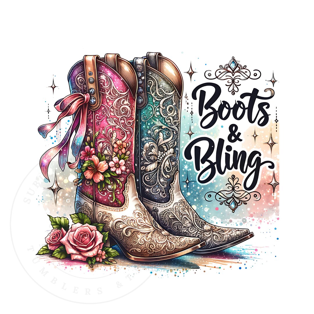 Cowgirl Boots Png, Coquette Png, Boots and Bling Png, Girly Png