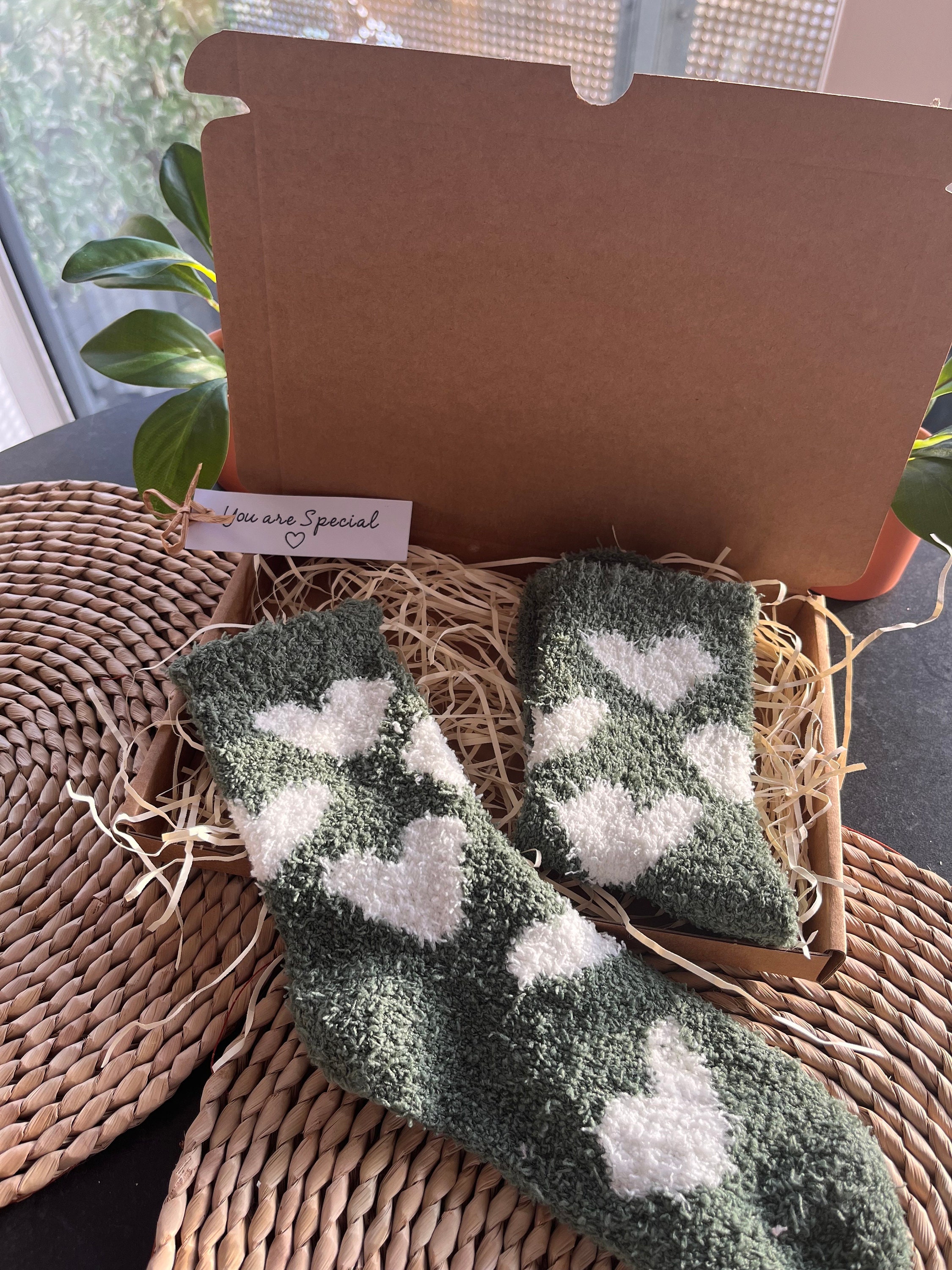 Fluffy Socks - Love Heart Design in a Box in Different Colours- Make ...