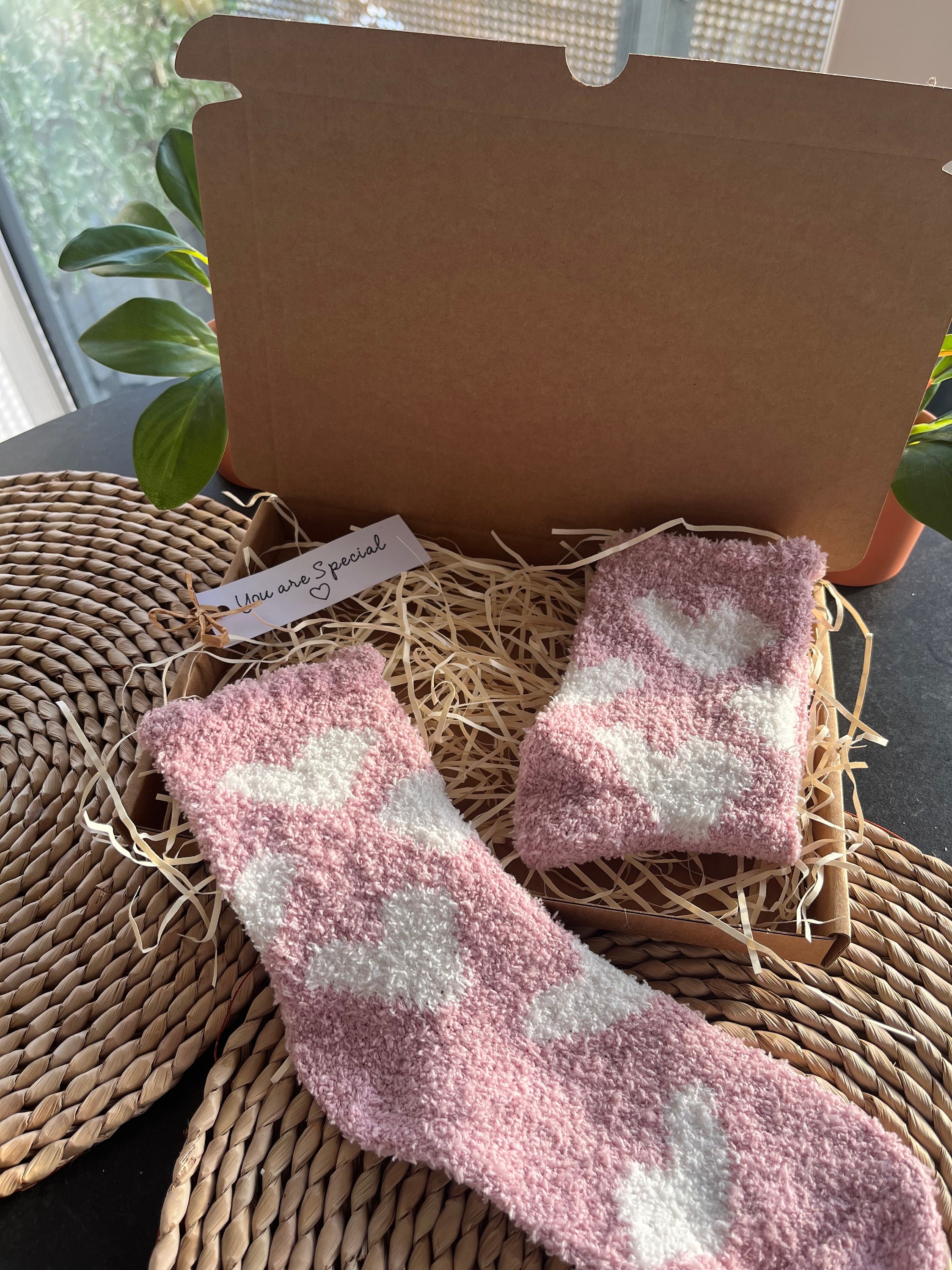 Fluffy Socks - Love Heart Design in a Box in Different Colours- Make ...
