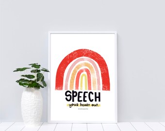 speech your // heart out, SLP, poster, speech pathology, digital download, slp2b