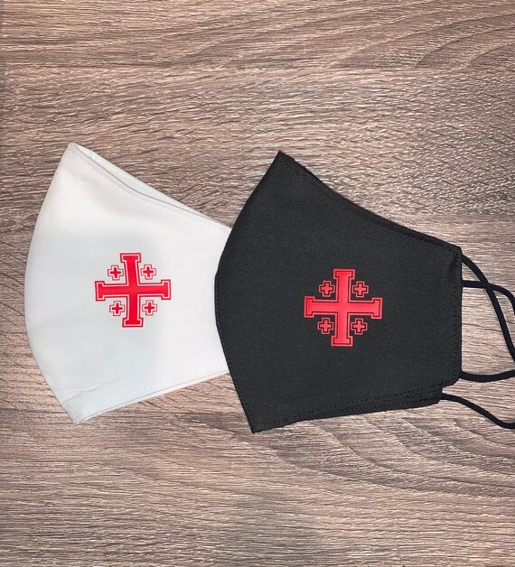 Catholic Face Mask / Jerusalem Cross 3 Layer Lighter Weight Etsy