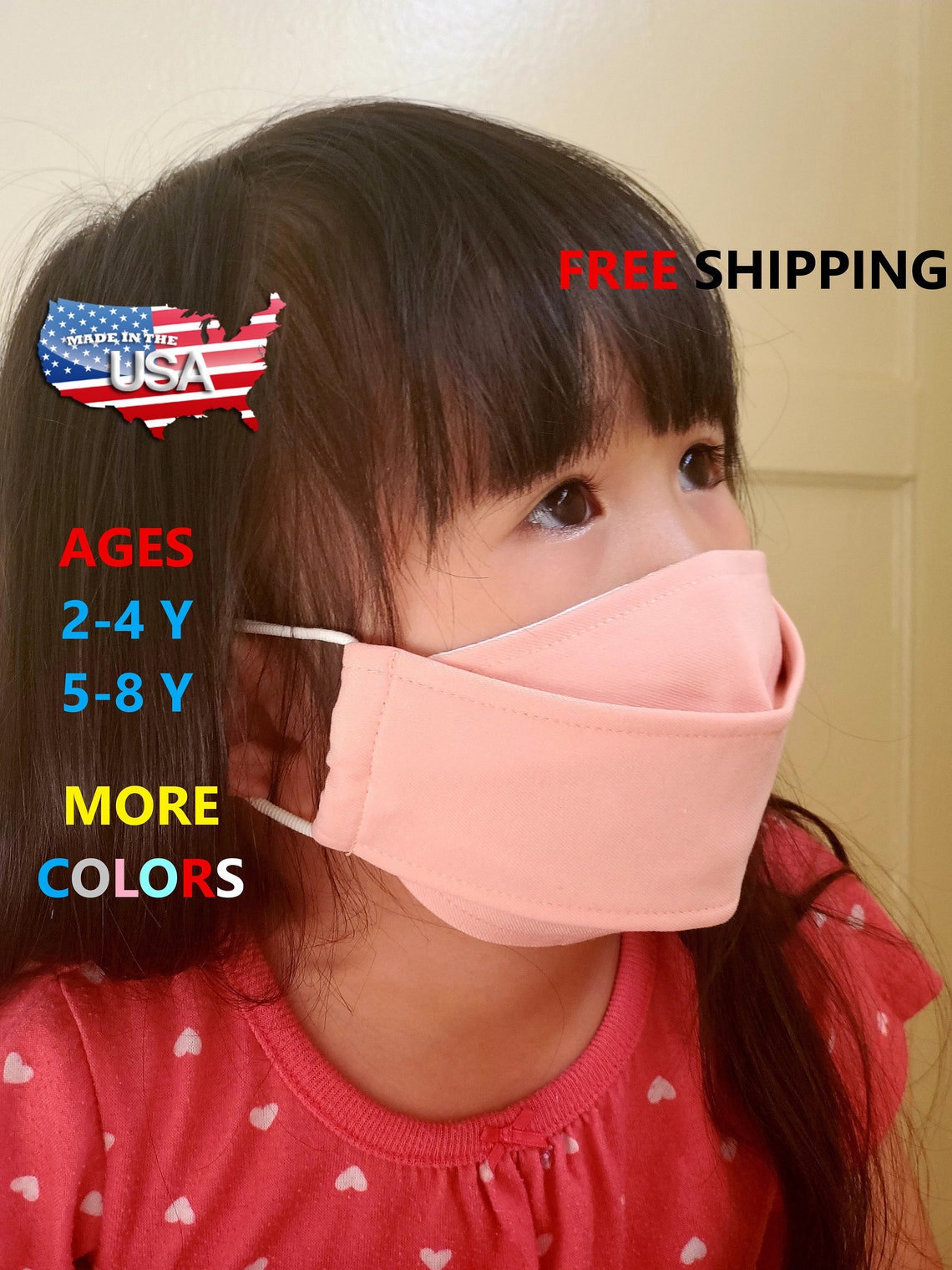 Toddlers kids child mask Made in USA FREE shipping Japanese Etsy