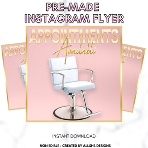 Social Media Flyer | Pink & Gold Appointments Available | Instant Download