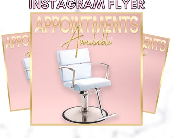Social Media Flyer | Pink & Gold Appointments Available | Instant Download