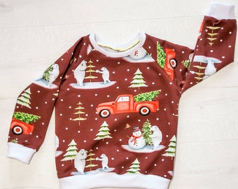 Childrens Christmas Sweatshirt, kids Xmas jumper, kids winter clothing, unisex jumper, custom handmade kids clothing, unisex jumper, xmas