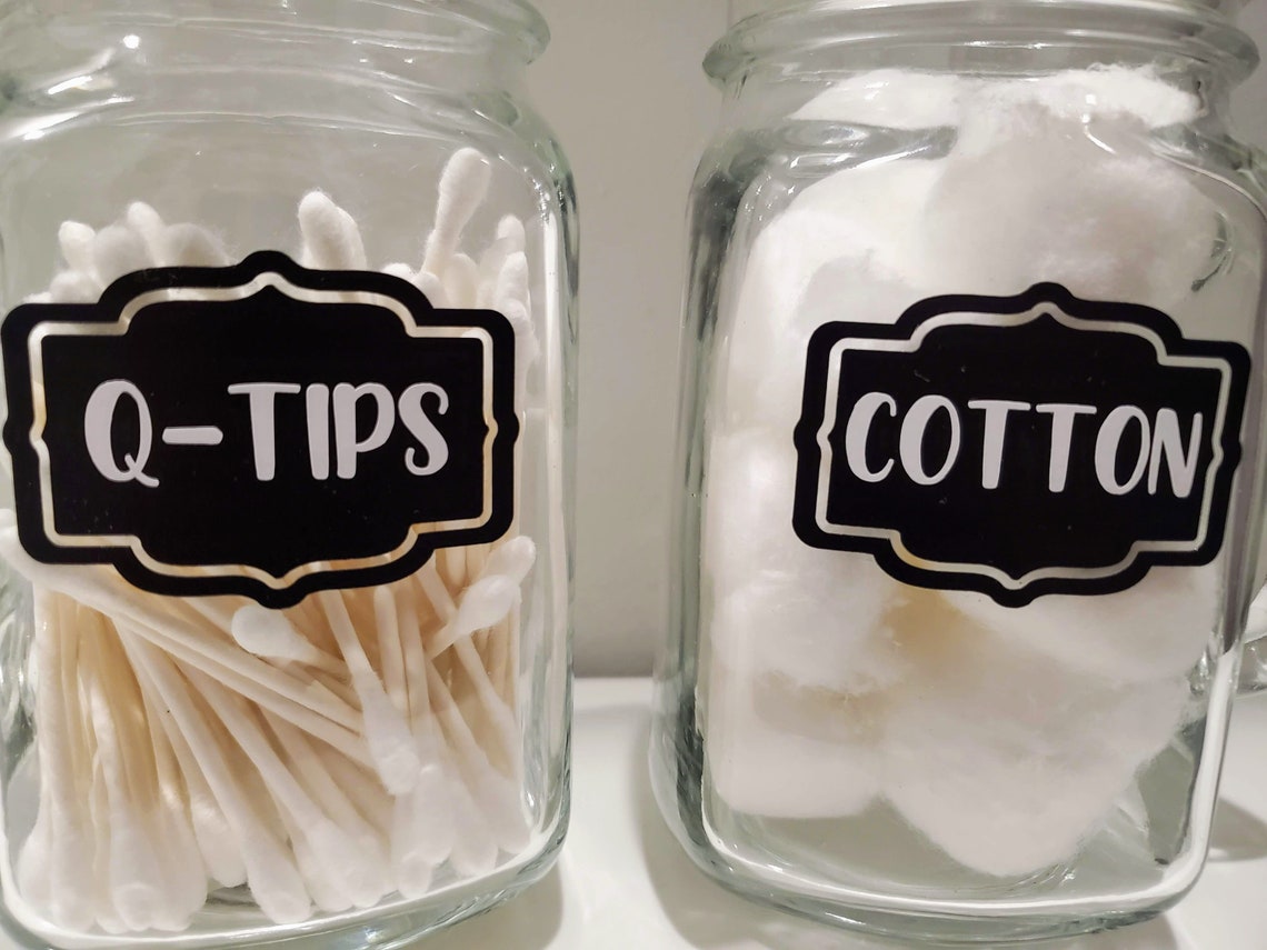 Qtip and Cotton Ball Glass Mason Jar Set Handmade Set of Etsy