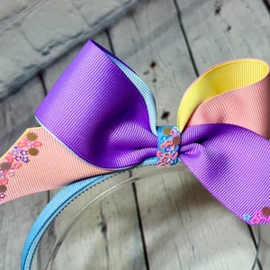 Pastel Rainbow Sequin Bow Headband - Girls Toddler Hair Accessory