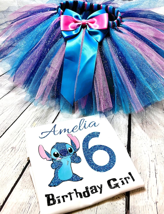 Stitch and Angel Party Tutu Outfit, Stitch Birthday Party Costume for Baby  Girl 
