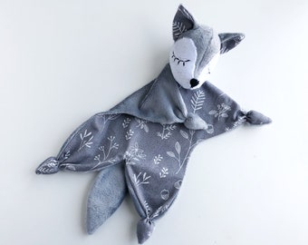 Wolf baby lovey, wolf security blanket, lovey for babies, snuggle baby toy, cuddle baby blanket, pregnancy gift, sleeping toy for toddler