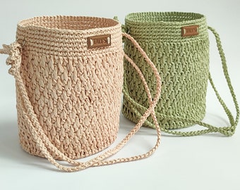 Handmade Raffia Crochet Basket Bag - Womens Fashion Accessory