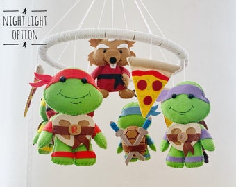 Turtles ninja baby crib mobile nursery decor TMNT boy nursery decor Mutant ninja turtles dolls Ninja Turtle baby shower gifts