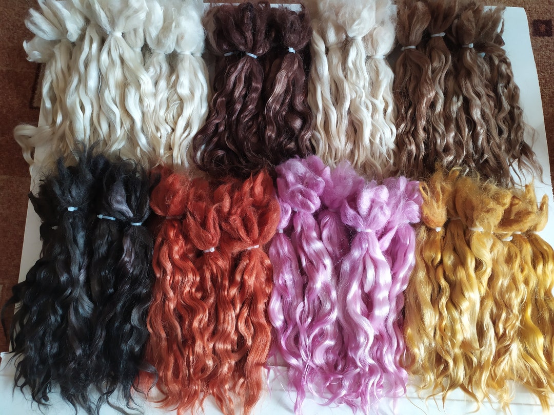 Mohair for Dolls Set of 8 Colors 800 Gr / 28 Oz Mohair Doll Hair, Premium Angora Hair, Reborn