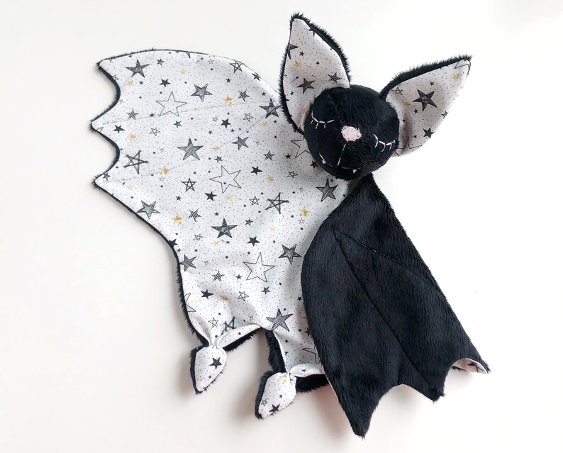 Personalized Bat Lovey Goth New Baby Gift White Black Baby Etsy